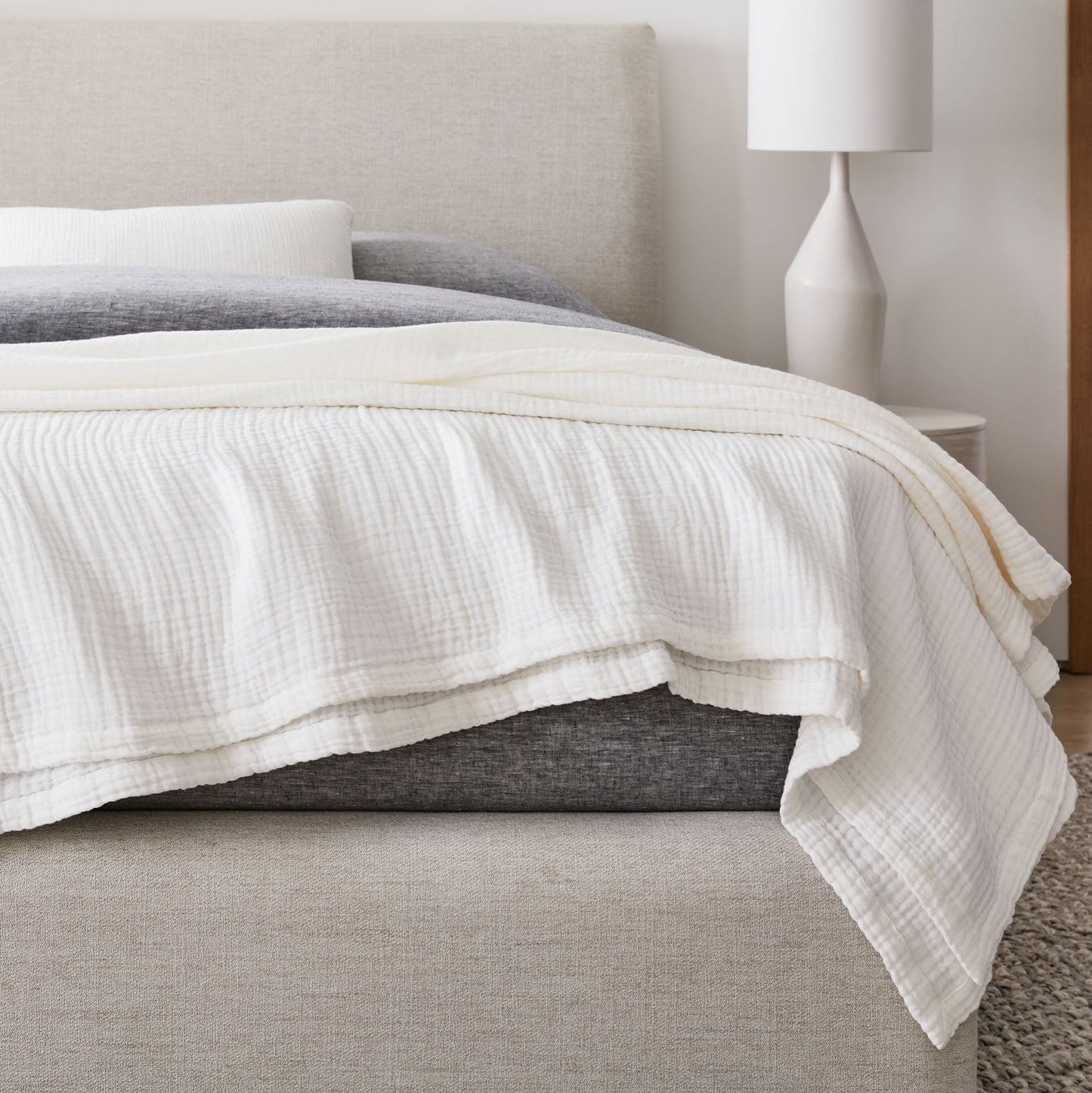 Muslin Gauze Throw Blanket - Light Grey