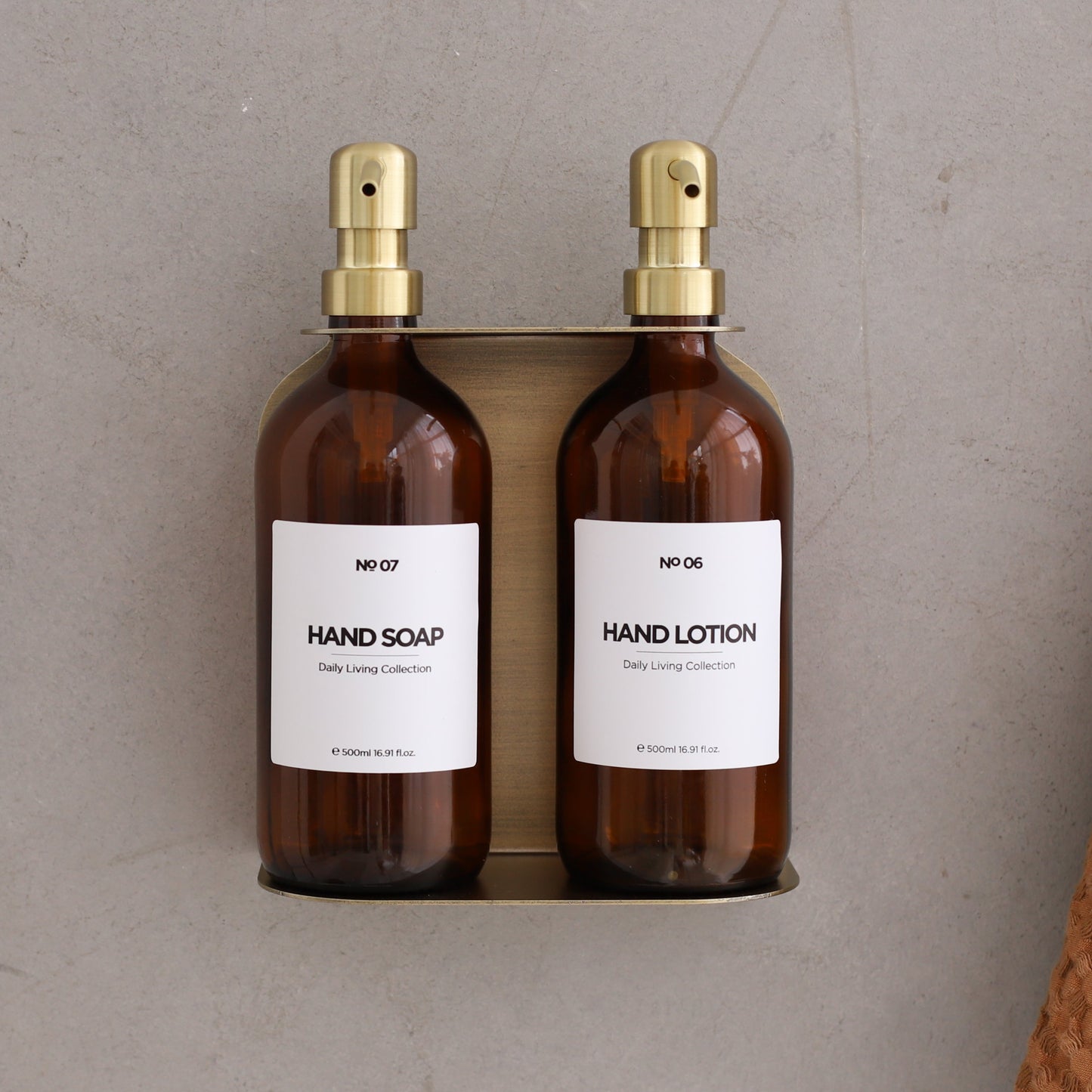 Gold Holder with Amber Soap Dispensers (Full Set)