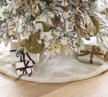 Faux Fur Christmas Tree Skirt - Ivory