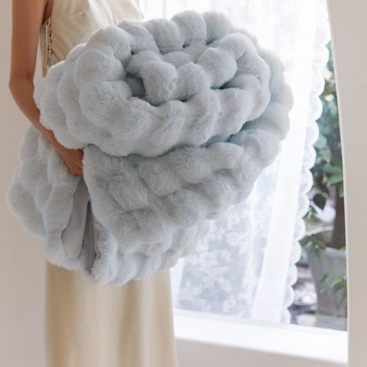 Faux Fur Throw Cloud Blanket - Light Blue