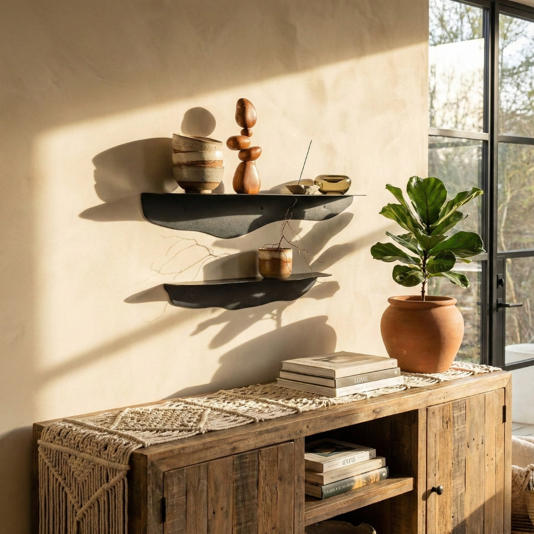 Metal Wavy Decorative Shelf - Black