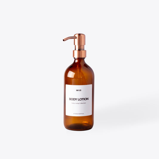 Amber Glass Soap Dispenser with Copper Pump