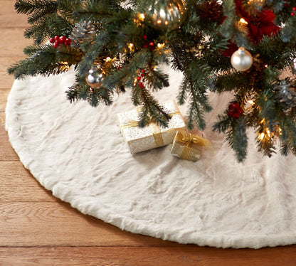 Faux Fur Christmas Tree Skirt - Ivory