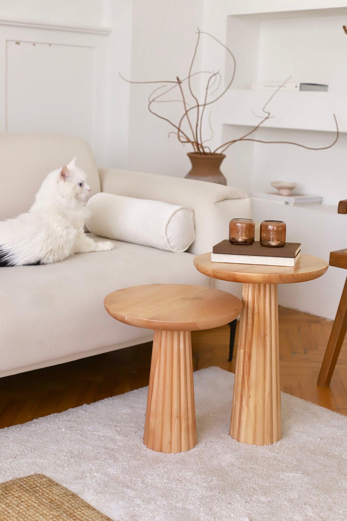 Natural Nesting Coffee Table with Fluting