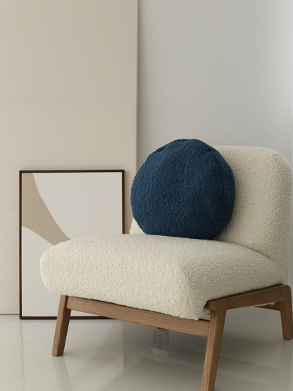 Faux Fur Round Pillow - Navy Blue