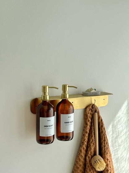 Gold Floating Shelf with Hook - Double