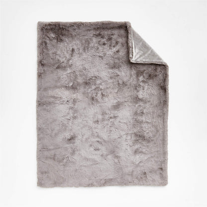 Light Grey Faux Fur Throw Blanket