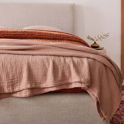 Muslin Gauze Throw Blanket - Tan