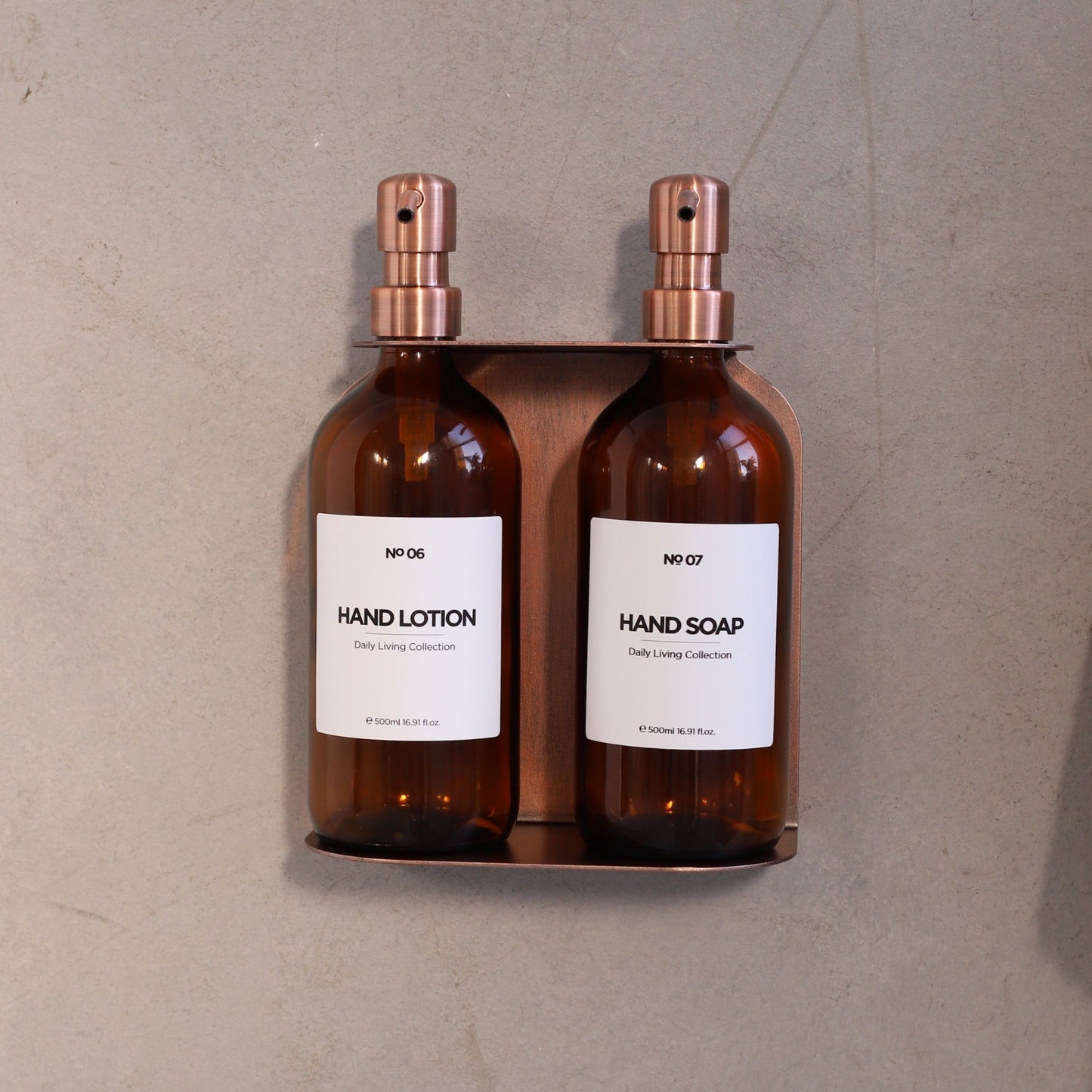 Rose Gold Holder with Matte Black Soap Dispensers (Full Set)