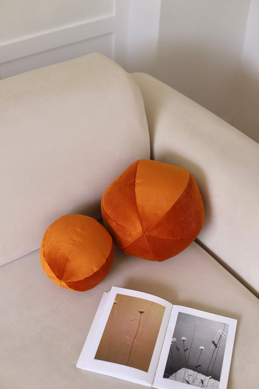 Velvet Ball Pillow - Burnt Orange