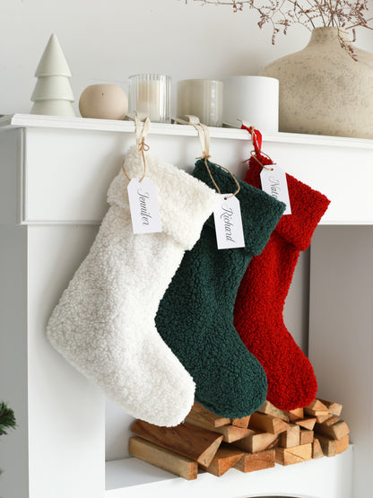 Personalized Christmas Stocking with Name Tag - Green