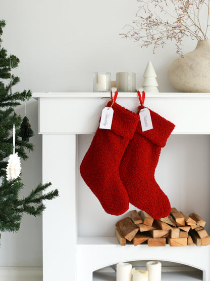 Personalized Christmas Stocking with Name Tag - Green