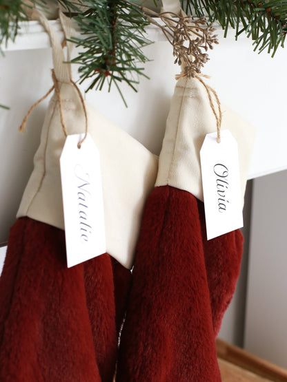 Personalized Faux Fur Christmas Stocking - Grey