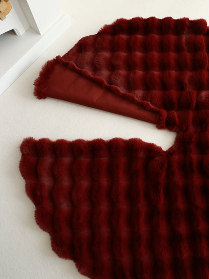 Bubble Faux Fur Christmas Tree Skirt - Burgundy