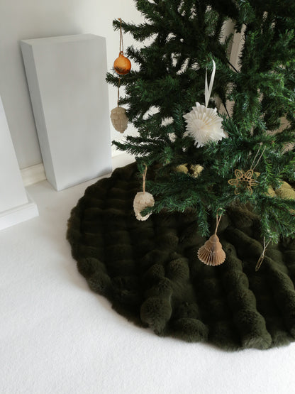 Bubble Faux Fur Christmas Tree Skirt - Green