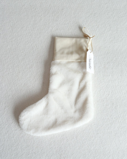 Personalized Faux Fur Christmas Stocking - White