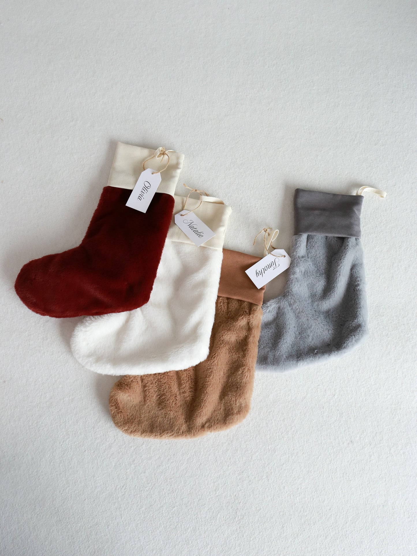 Personalized Faux Fur Christmas Stocking - Grey