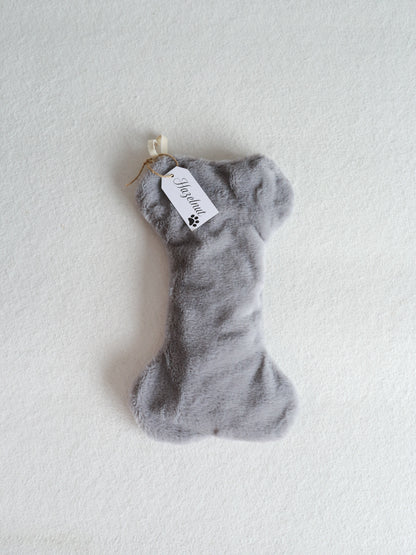 Personalized Christmas Dog Bone Stocking - Grey