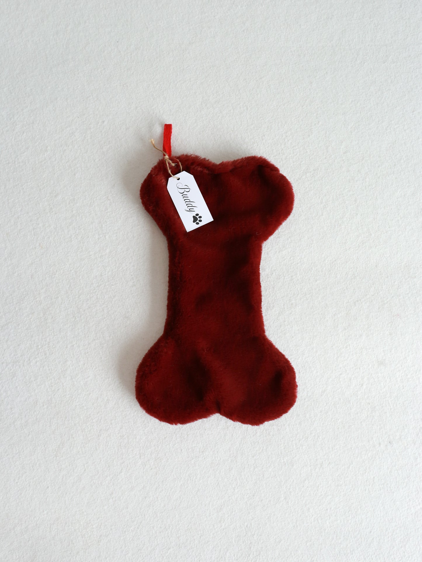 Personalized Christmas Dog Bone Stocking - Claret Red