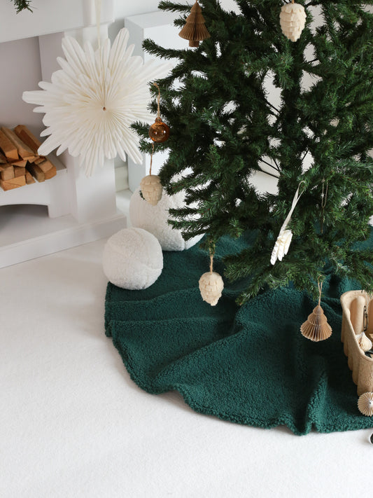 Boucle Faux Fur Christmas Tree Skirt - Green