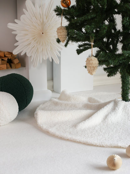 Boucle Faux Fur Christmas Tree Skirt - Green