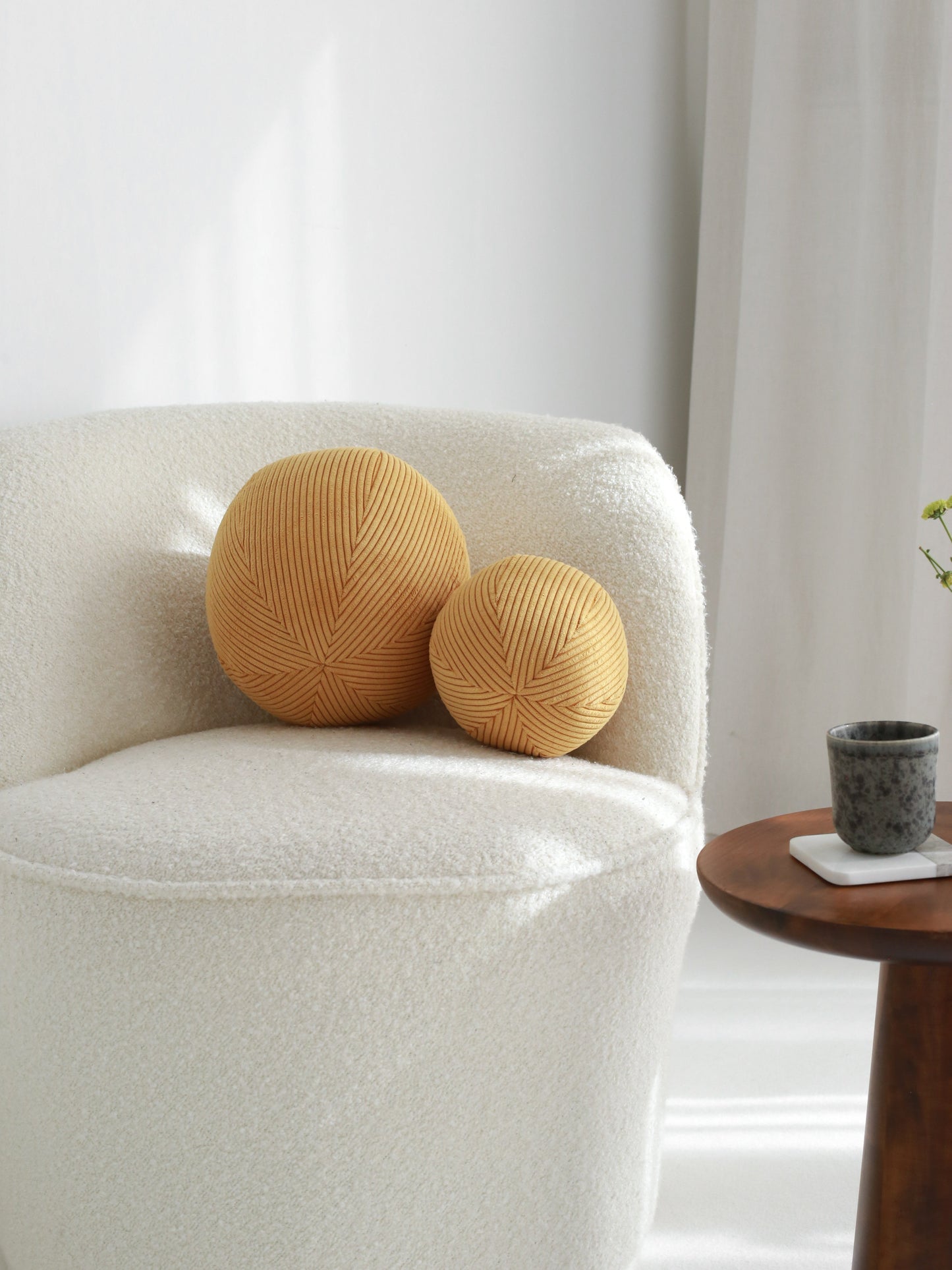 Corduroy Ball Pillow - Cream