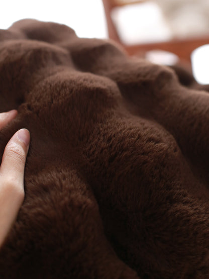 Faux Fur Bubble Pillow Cover - Chocolate Brown