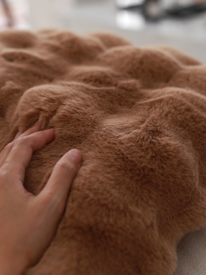 Faux Fur Bubble Pillow Cover - Chocolate Brown