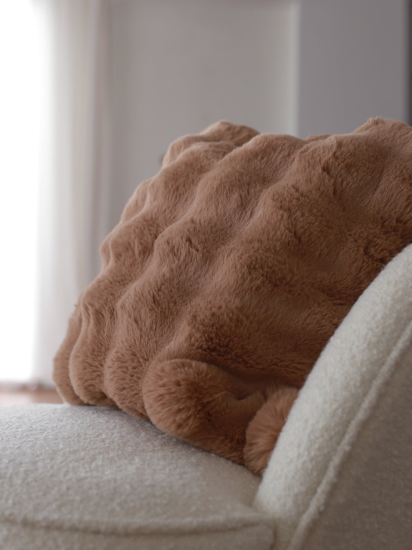 Faux Fur Bubble Pillow Cover - Ivory