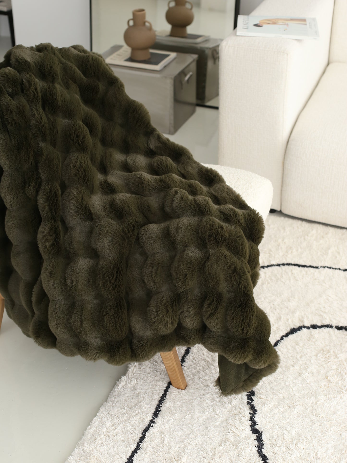 Faux Fur Throw Cloud Blanket - Cream