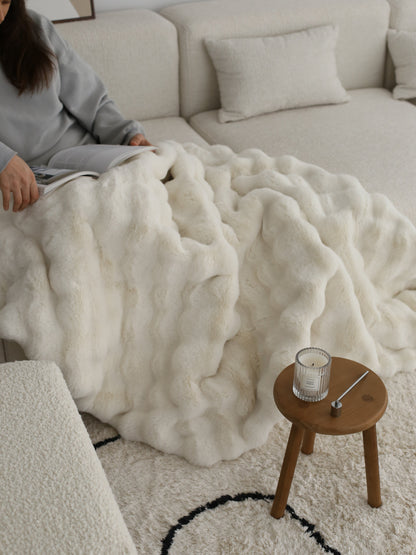 Faux Fur Throw Cloud Blanket - Green