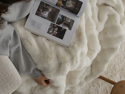 Faux Fur Throw Cloud Blanket - Cream