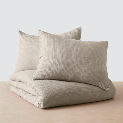 Organic Gauze Cotton Duvet Cover Set - Tan