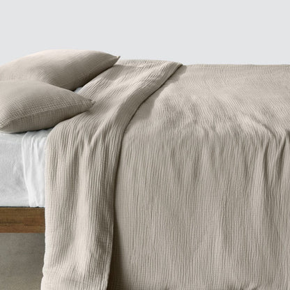 Organic Gauze Cotton Duvet Cover Set - Tan