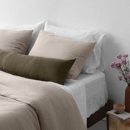 Organic Gauze Cotton Duvet Cover Set - Tan