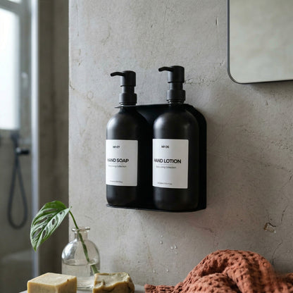 Black Soap Dispenser Holder with Soap Dispensers - Full Set