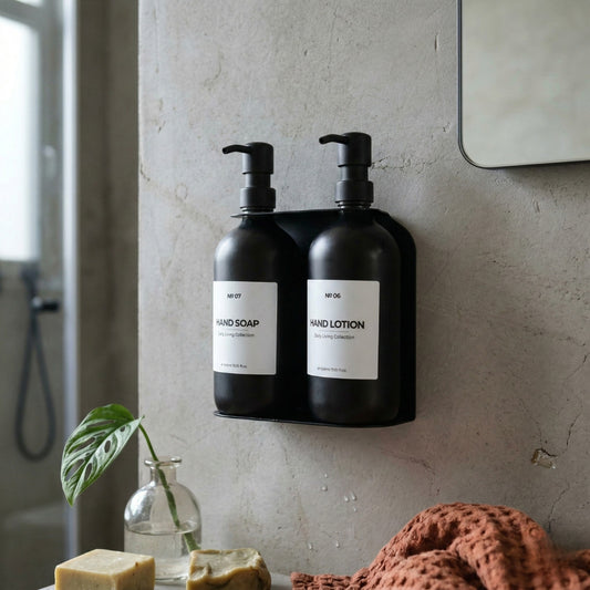 Black Soap Dispenser Holder with Soap Dispensers - Full Set