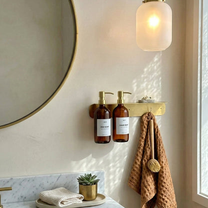 Floating Soap Dispenser Holder with Towel Hook - Gold