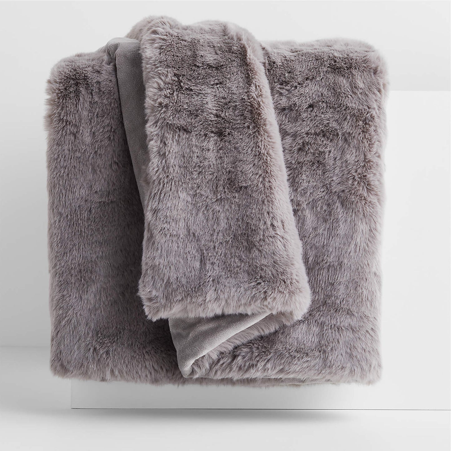 Light Grey Faux Fur Throw Blanket