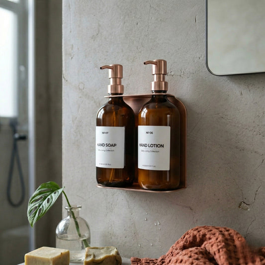 Rose Gold Soap Dispenser Holder with Soap Dispensers - Full Set