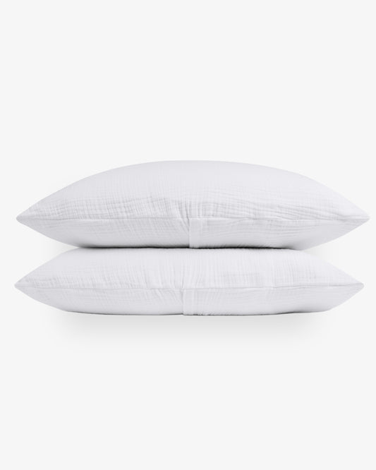 100% Organic Cotton Muslin Gauze Shams (Set of 2) - White